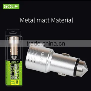 GOLF C06 Double USB Car Charger for IPhone SE 6s Samsung S7 Output 2.1A/1A Quick Charging Metal Matt Car Charger MT-5754 thumbnail-4
