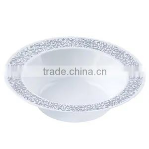 White With Silver Trimmed 10.25" Round Disposable Plate thumbnail-5