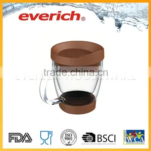 Top Quality Easy to Carry Unique Design Silicone Grip Double Wall Glass Cup thumbnail-2
