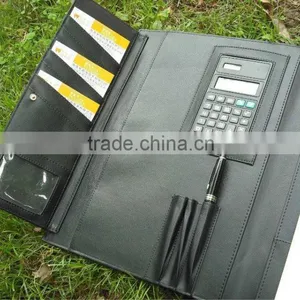 New Designated Leather Conference Folder With Card Holder, Pen Loop thumbnail-2