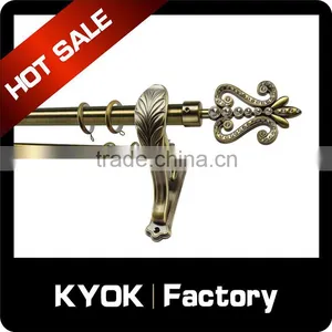 Foshan Experienced Curtain Rod Supplier, Best Sell Antique Bronze Double and Single Curtain Pipe, Aluminum Finials Muslim Style thumbnail-3