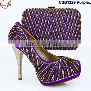 CSB1229 New Design Wholesale Price Shoes Matching Bags for Women, Gold Shoes and Bags thumbnail-2
