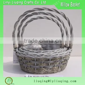 Wicker Plastic Lined Garden Hanging Plant Basket thumbnail-4