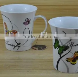 14OZ Butterfly Design Fully Decal Printed Ceramic Cup, Shiny Surface New Bone China Coffee Cup, KL5001-11019 thumbnail-1