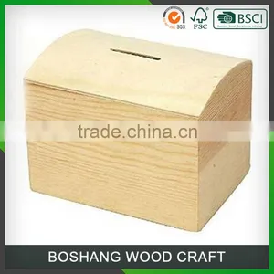 Removable Bottom Curved Top Wooden Money Box thumbnail-1