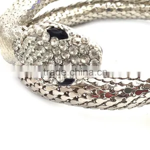 Wrap Around Bangle With Snake Detail 2 Large Crystals for the Eyes Girls Bangle thumbnail-2
