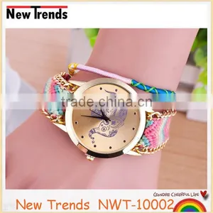 New Design Colorful Braid Rope Geneva Elephant Watch Weave Chain Bracelet Watch thumbnail-4