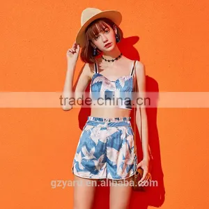 Fashion Women Summer Teen Girls Casual Going Out Printed Sexy Tank Top Pants Beach Shorts Suit for Lady thumbnail-1