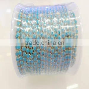 Rhinestone Trim Clear Crystal Strass Ss24 Gold Metal Claw Cup Chain Sew On Rhinestones Chain For Clothes Garment thumbnail-2