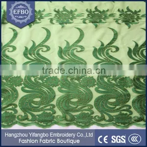 High Quality Wholesale Green Bridal Embroidered Tulle Lace Fabric Prices thumbnail-3