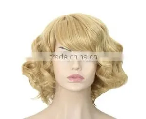 12" Women's Wig Cheap Short Curly Blonde Wig American Wig High Temperature Fiber Synthetic Natural Wig thumbnail-1