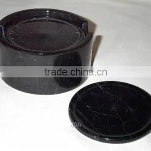 Jet Black Marble Coaster Set of 6 Pc With Holder thumbnail-1