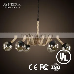 Durable Metal Baking Finish Lamp Ceiling Plate Lighting Woven Hemp Rope Light thumbnail-5