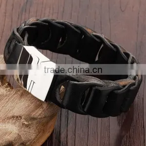 Stainless Steel Genuine Leather Bracelet thumbnail-3
