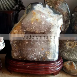 Beautiful Agate Stone Geodes Clear Quartz Crystal Geodes Ornaments thumbnail-1