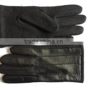 Mens Suede Leather Gloves With Cashmere Lined For Workout thumbnail-2