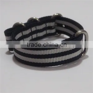 4 Rings Black Gray Stripe James Bond Zulu ODM Watch Bands thumbnail-3