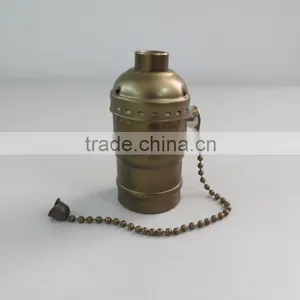 Vintage Edison Bulb Socket E27 Bronze Screw Aluminum Lamp Holder With Switch thumbnail-3