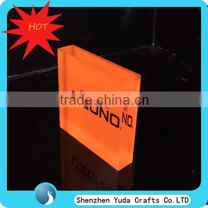 Acrylic Block Silk-print Cuboid Neon Acrylic Lucite Block, Desktop Perspex Branding Cube Block thumbnail-1