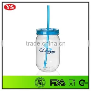 Eco-friendly 19 oz Plastic Single Wall Jars With Straw thumbnail-2