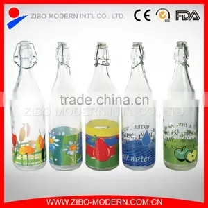 Wholesale 1L Drinking Glass Water Bottle With Hermetic Lid thumbnail-1