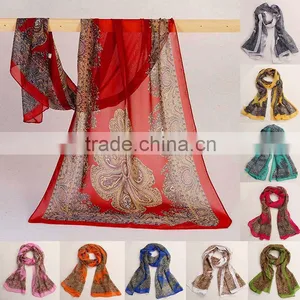 New Style Women Fashion Long Soft Scarf Chiffon Scarf Wrap Shawl Stole Scarves thumbnail-1