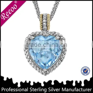 Large Blue Topaz Pendant, Blue Eye Pendant thumbnail-1
