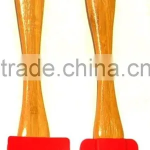 Best Colorful Silicone Kitchen Tool Utensil Bamboo Wooden Spatula Batter Spoon Set thumbnail-1