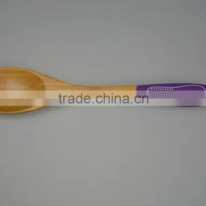 Dubai New Gastronome Trend Straight Bamboo Wooden Sillone Handle Eay Hold Spatula Cutlery Set thumbnail-2
