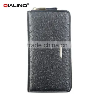 QIALINO Wholesale Zip Wallet Luxury Ostrich Leather Card Wallet Handbag thumbnail-1