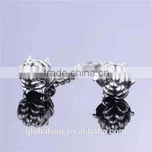 Solid Silver Flower Safety Chain Fit for Silver European Brand Bracelet thumbnail-2
