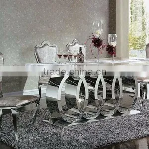 Modern Royal Marble Stainless Steel Dining Table Design for Banquet Hall thumbnail-6