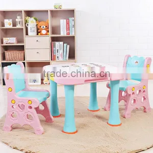 New Design Children's Portable Folding Table and Chairs Plastic Kids Study Writing Table and Chair Set thumbnail-5