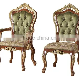 Antique Classic Palace Leisure Chair, Luxury Gold Painting Armed Chair, Carved Wooden Living Room Furniture thumbnail-1