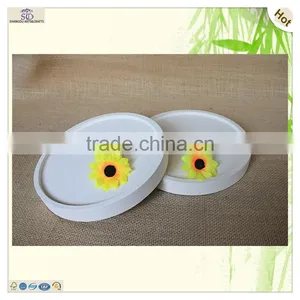 Round White Painted Mdf Wood Office Inkstone Inkslab thumbnail-3