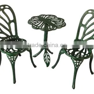 Twin Butterfly Bistro 3 Piece Set Outdoor Patio Furniture Set Antique Round Aluminum Coffee Table Set thumbnail-2