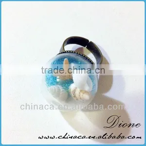 Cute Jewelry 24mm Mini Glass Dome Globe Ring With Sead Beads thumbnail-6