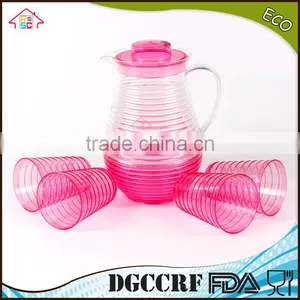 NBRSC Set of 5 Pcs Plastic ps Cold Water Jug Spiral Drinking Water Kettle Tea Pot Water Jug With Cups thumbnail-4