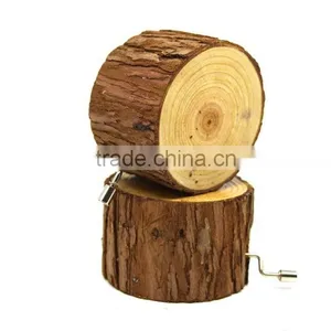Wooden Music Box, Natural Wood Stump Music Box, Eco-friendly Music Box for Kid Gift thumbnail-4