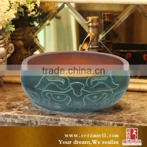 Lotus Painted Bathroom Ceramic Sinks thumbnail-5