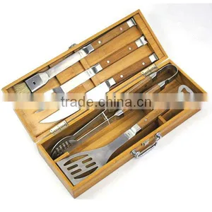 BQ-00515PCS Custom Design Stainless Steel Bamboo Handle Bbq Set thumbnail-2