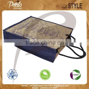 PP Laminated Three Bottle Jute Wine Bag Rope Handle thumbnail-3