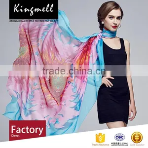 Customized Ladies High Quality Digital Printing Silk Brand Scarf thumbnail-2