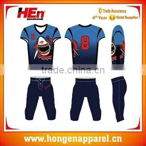 Hongen Latest Custom Made American Football Uniforms Breathable Quick Dry /100% Polyester American Football Jerseys thumbnail-1