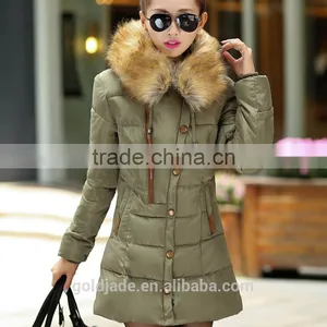 2016 New Women's Thicken Hooded Fur Collar Long Women's Parka Coat thumbnail-2
