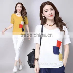 China Factory Wholesale Custom Logo Cotton Women's T-shirt Embroidery Shirt thumbnail-1