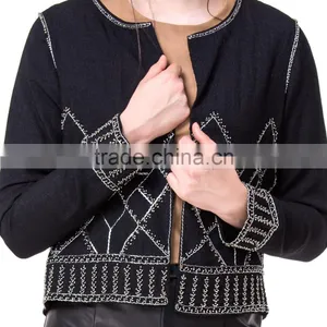 Domin Fashion Guagnzhou Factory Ladies Beading Short Coat Design thumbnail-2