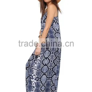 Ladies Fashion Spaghatti Straps Snake Skin Print Long Chiffon Maxi Dress thumbnail-3