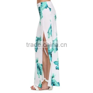 MGOO Top Quality Cheap Price Long Maxi Skirts For Women White Split With Block Print Ladies Skirts 15146B514 thumbnail-6