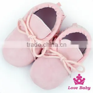 Cute Pink Color Soft Sole Rubber Baby Girl Shoes Newborn Crib Shoes With Lace Wholesale Leather Baby Shoes thumbnail-1